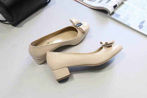 Ferragamo Shallow mouth Block heel Shoes Women--007